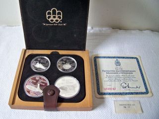 1976 Canada Montreal Olympic 4 - Coin $5 & $10 Dollar Silver Proof Set W/case