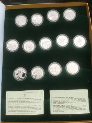 Festivals Of Canada 50 Cent Proof Set - 13 Sterling Silver Proof Coins W/box&