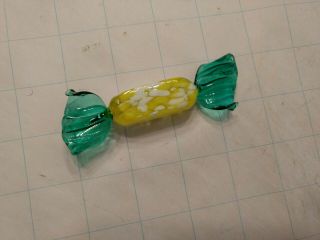 Vintage Hand Made Murano Glass Wrapped Candies Large 4 Inches Yellow Green