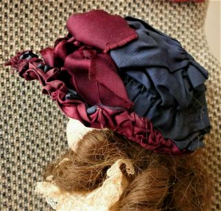 Pretty Antique Wired & Lined Bonnet Hat For French Fashion or German Doll 18 