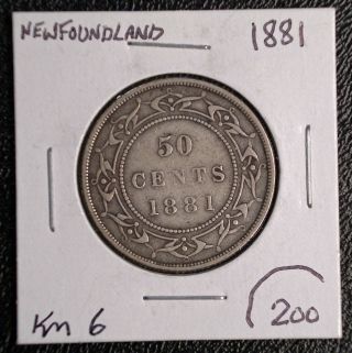 1881 Newfoundland 50 Cent Victoria Half Dollar Silver Coin