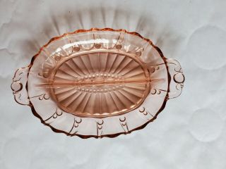 Vintage Pink Depression Glass Divided Relish Candy Serving Dish 12 " X 8 "