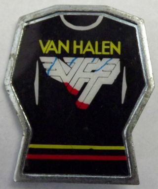 Van Halen Vintage 1980`s T Shirt Shaped Metal Pin Badge Vh103