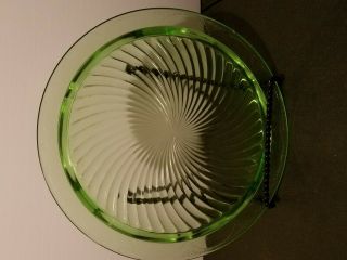 Vintage Green Swirl Depression Glass Cake Plate