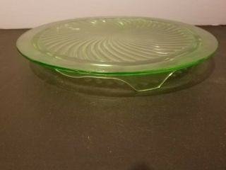 Vintage Green Swirl Depression Glass Cake Plate 3