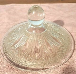 Depression Glass: Clear,  Lid Only For A Candy Dish,  5.  5 " Diameter,  Bubble,  Vtg