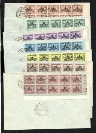 Vatican City 1939 Set In Blocks Of 10 On Unaddressed First Day Covers Sg.  69/75