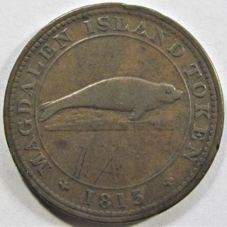 Lower Canada 1815 Magdalene Island One Penny Token Lc - 1
