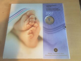 2007 Baby Commemorative Coin Set With Colored 25 - Cent Royal Canadian