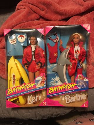 1994 Baywatch Barbie Misb Lifeguard Barbie And Ken Doll 13199 13200 Mattel