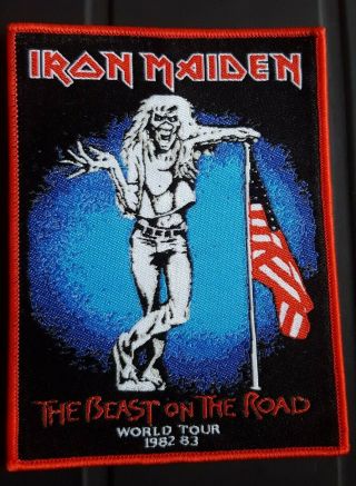 Iron Maiden Patch.  Beast On The Road Flag Updated Version Of Vintage York