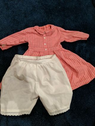 American Girl Doll Addy Retired Meet Outfit Dress,  Drawers,  Bonnet 1993