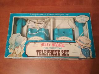 Vintage 1978 Mehanotehnika Holly Hobbie Plastic Toy Rotary Telephone Phone Set