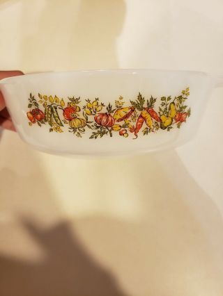 Vintage Anchor Hocking Fire King Casserole Dish With Vegetable Pattern