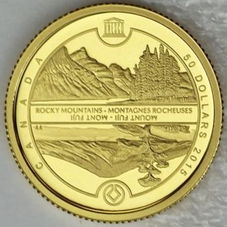 2015 $50 Unesco At Home And Abroad,  Mount Fuji & Canadian Rockies 1/4 Oz.  Gold