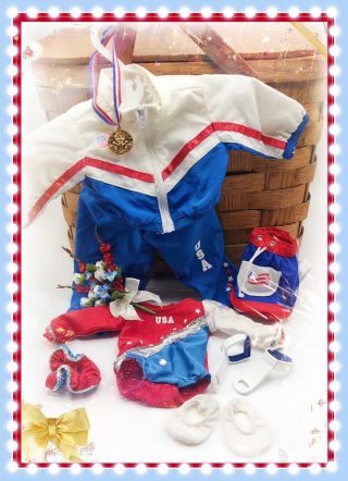 American Girl Doll Retired Two In One Team Usa Gymnastics Outfit & Accesories