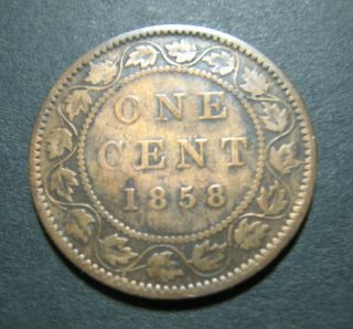Canada Victoria Large 1 Cent 1858 KM 1 Copper Canadian Penny 3