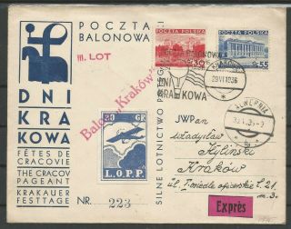 Poland,  Balloon Post Krakow,  L.  O.  P.  P.  Labels