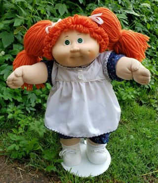 Vintage 1983 Cabbage Patch Kid Girl Doll Red Hair Double Pony - Cpk Clothes