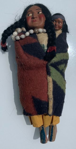 Vintage Skookum Native American Indian Doll With Papoose 2