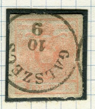 Austria; 1850 Early Classic Imperf Issue Fine 3k.  Value Postmark