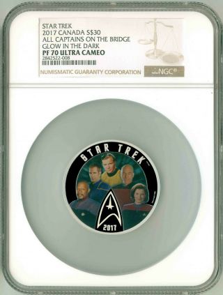 2017 Canada S$30 2 Oz.  Star Trek All Captains On The Bridge Gitd Ngc Pf70 Uc Ogp