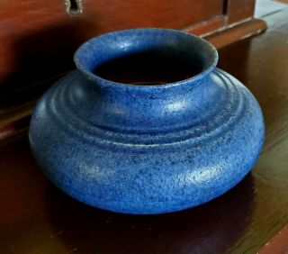 Grueby Indigo Blue Pottery Vase Bowl Boston Arts & Crafts