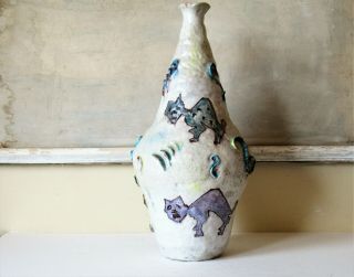Mid Century Modern Marcello Fantoni Raymor Italy Studio Art Pottery Vase,  Signed