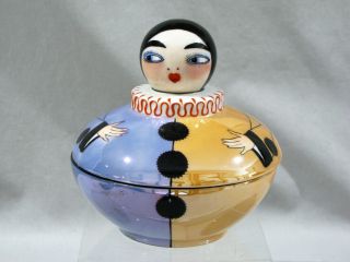 Noritake Art Deco Figural Clown Powder Jar