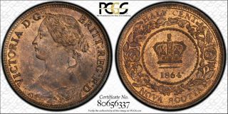 Nova Scotia 1864 1/2 Cent Pcgs Ms64rb.  Strong Strike,  Great Luster,  Coin
