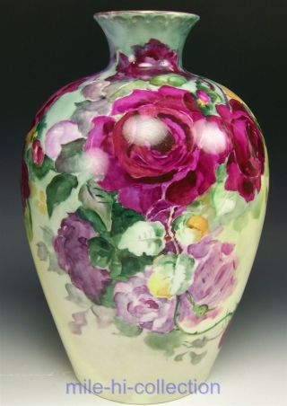 Hand Painted Limoges France Roses Vase