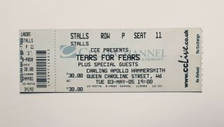 Tears For Fears Ticket Hammersmith,  London 03/05/05 - Tickets & Memorabilia