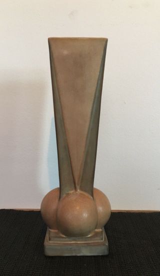 Roseville Futura Vase.  393 - 12.  Four Ball Vase. 2