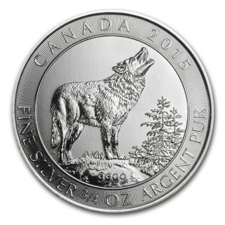 2015 Canada Silver Grey Fox 3/4 Oz $2 Bu Coin | In Air - Tite Capsule | Rcm