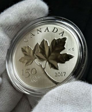 2017 Canadian Maple Leaves $10 1/2OZ Pure Silver Coin: Canada ' s 150th Birthday 2