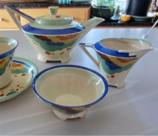 Royal Doulton Gaylee Art Deco 3 - Pc Set: Teapot Creamer Sugar Bowl D.  5305 England