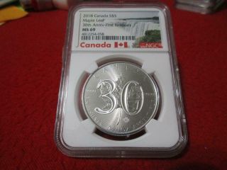 2018 Canada Silver $5 Maple Leaf 30th Anniversary Ngc Ms 69 First Rel Mf - T3913