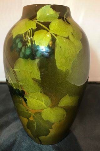 Rookwood Art Pottery Mahogany Glaze 9.  5” Vase Sallie Toohey 1901 Grapevines