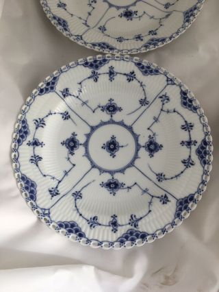 Set Of 5 Copenhagen Blue Fluted Full Lace Dinner Plates 1084 Denmark 9 7/8” 2