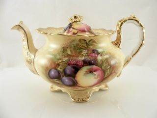 Very Rare Aynsley Orchard Gold Teapot With Heavy Gold Detail Signed D.  Jones