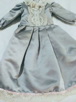 Sweet Satin Doll Dress With Wig For Bru Jumeau Antique French Dolls