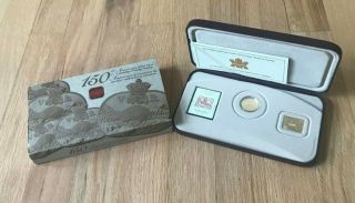 2001 Canada 3 Cents Silver Gold Plated Coin And Stamp Set -