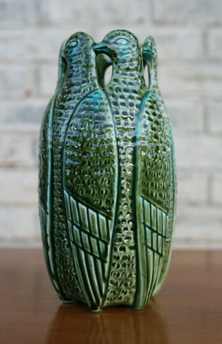 Alvino Bagni Sculptural Ceramic Carved Bird Vase Italy Mid Century Marked Raymor