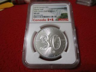 2018 Canada Silver $5 Maple Leaf 30th Anniversary Ngc Ms 69 First Rel Mf - T3905