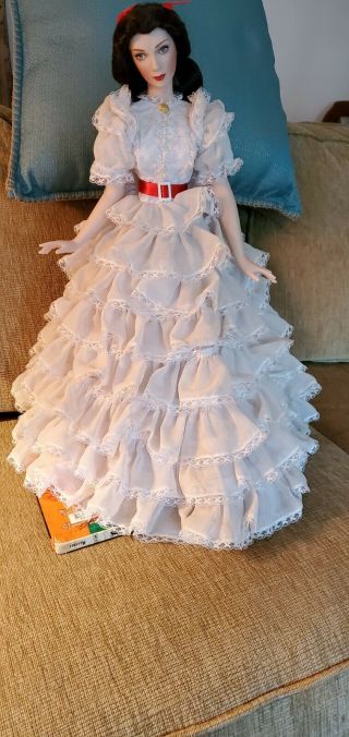 Franklin Gone With The Wind Scarlett O’hara Porcelain 1991 Doll 18 " W Paper