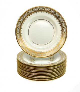 12 Minton For Tiffany & Co.  Gilt Encrusted Plates 9 " Diameter