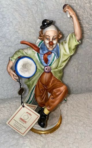 Capodimonte Porcellane Figurine “clown With Bongo Drum” Signed L Cazzola