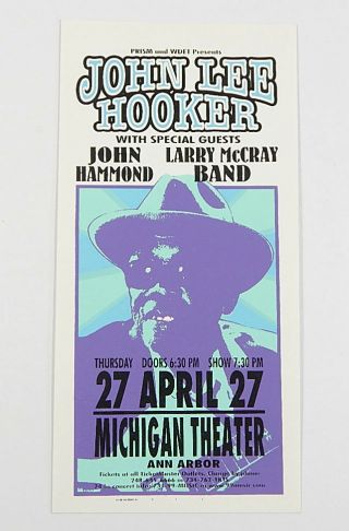 John Lee Hooker Concert Handbill By Mark Arminski 2000 Michigan Theater Hammond