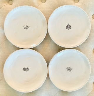 Rae Dunn By Magenta 4 Crown Salad / Luncheon Plates 1.  2.  3.  4.