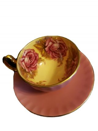 Aynsley Dusty Pink Cabbage Rose Bone China Cup & Saucer Set